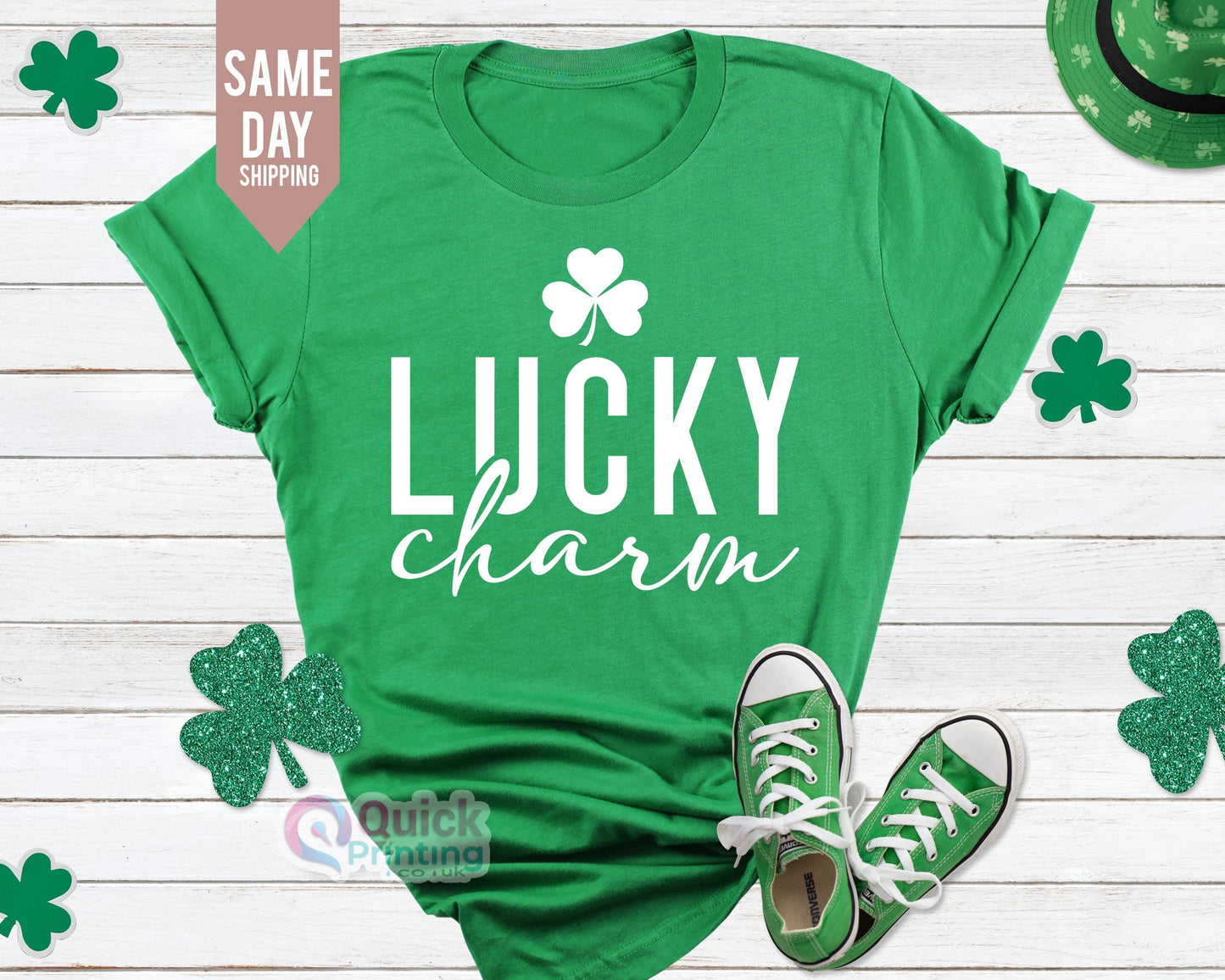 Lucky Charm St. Patrick's Day Shirt: Shamrock Glitter Tee