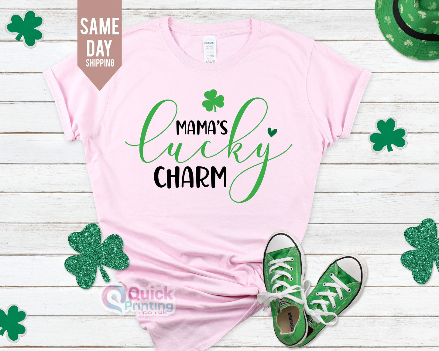 Mommy's Lucky Charm Shirt: St Patrick's Day Glitter Tee