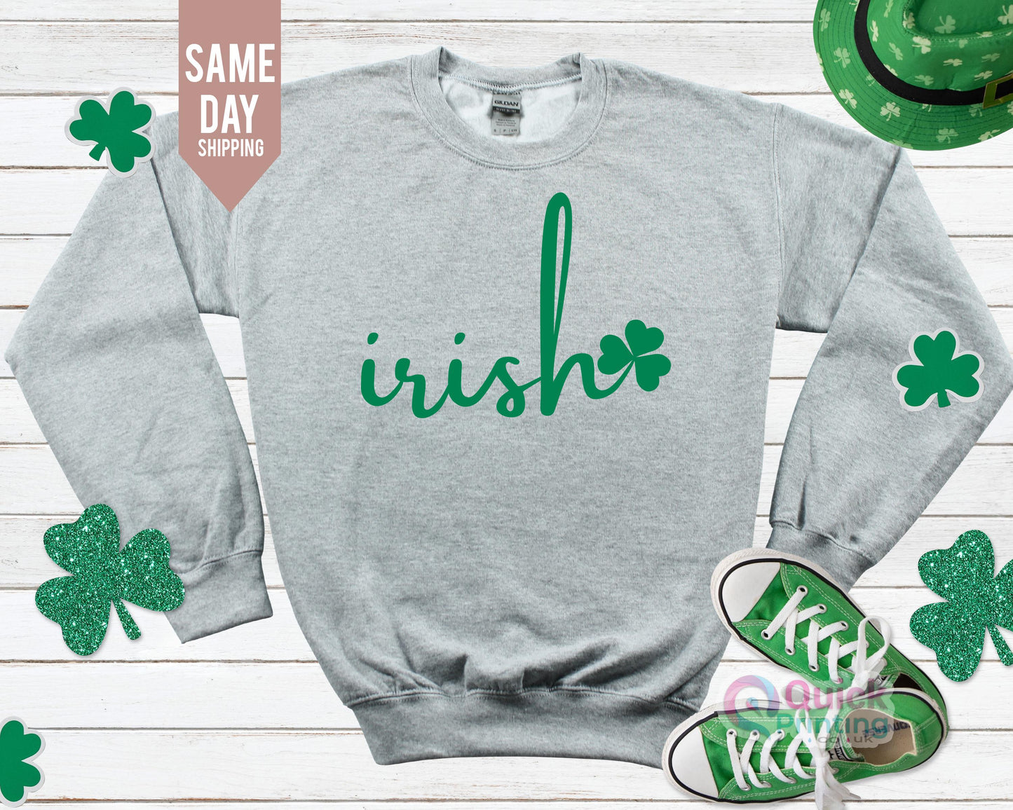 Irish Sweatshirt: Lucky Shamrock, St. Patrick's Day Crewneck