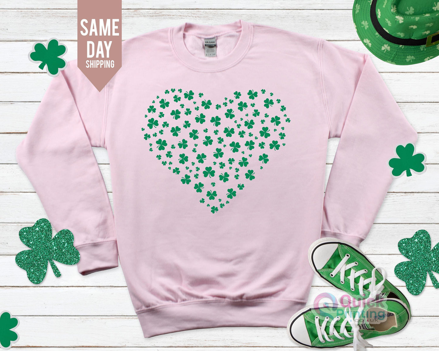 Heart Shamrock St Patrick's Day Sweatshirt: Lucky Irish Sweater