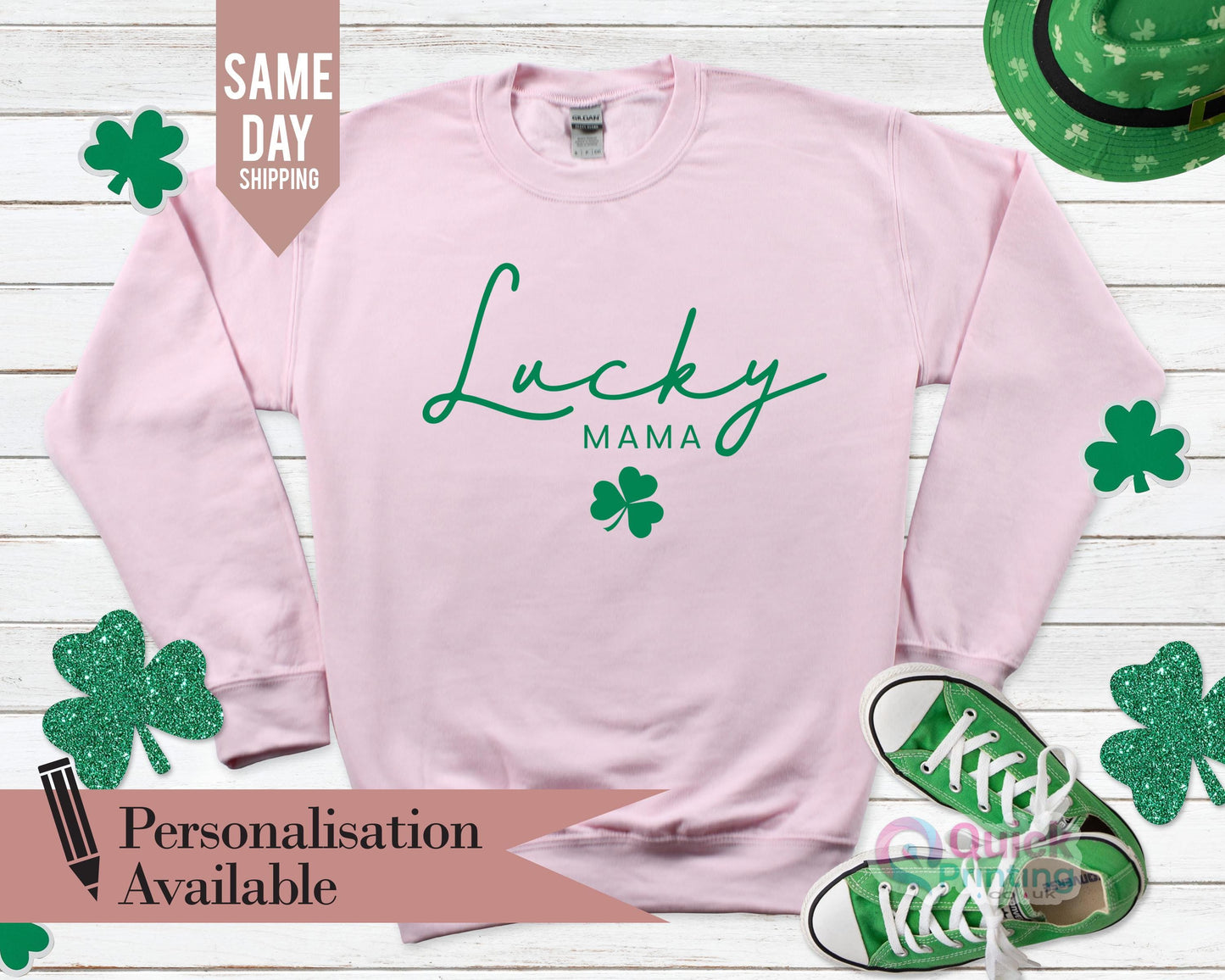 Custom Lucky Mama Sweatshirt: St Patricks Day Clover Tee