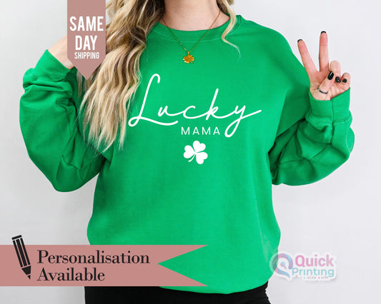 Custom Lucky Mama Sweatshirt: St Patricks Day Clover Tee