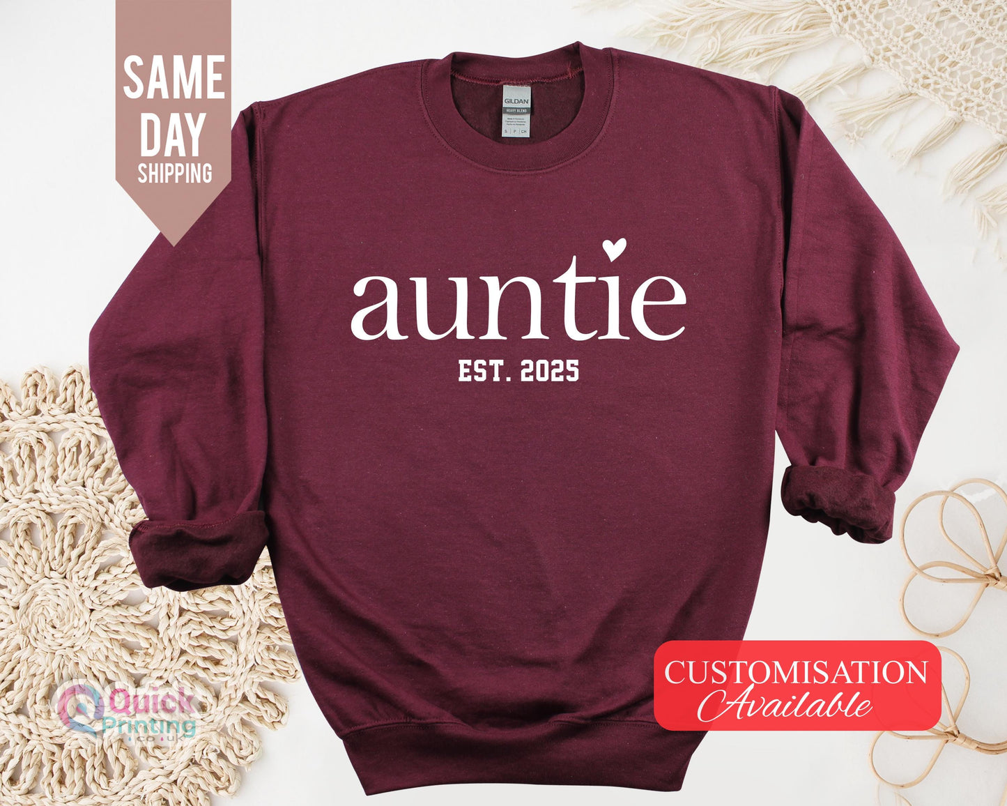 Custom Est. Auntie Sweatshirt,  Cool Aunts Club Sweatshirt, New Auntie Shirt, Pregnancy Announcement Jumper for Aunt, Gift for Aunt to Be
