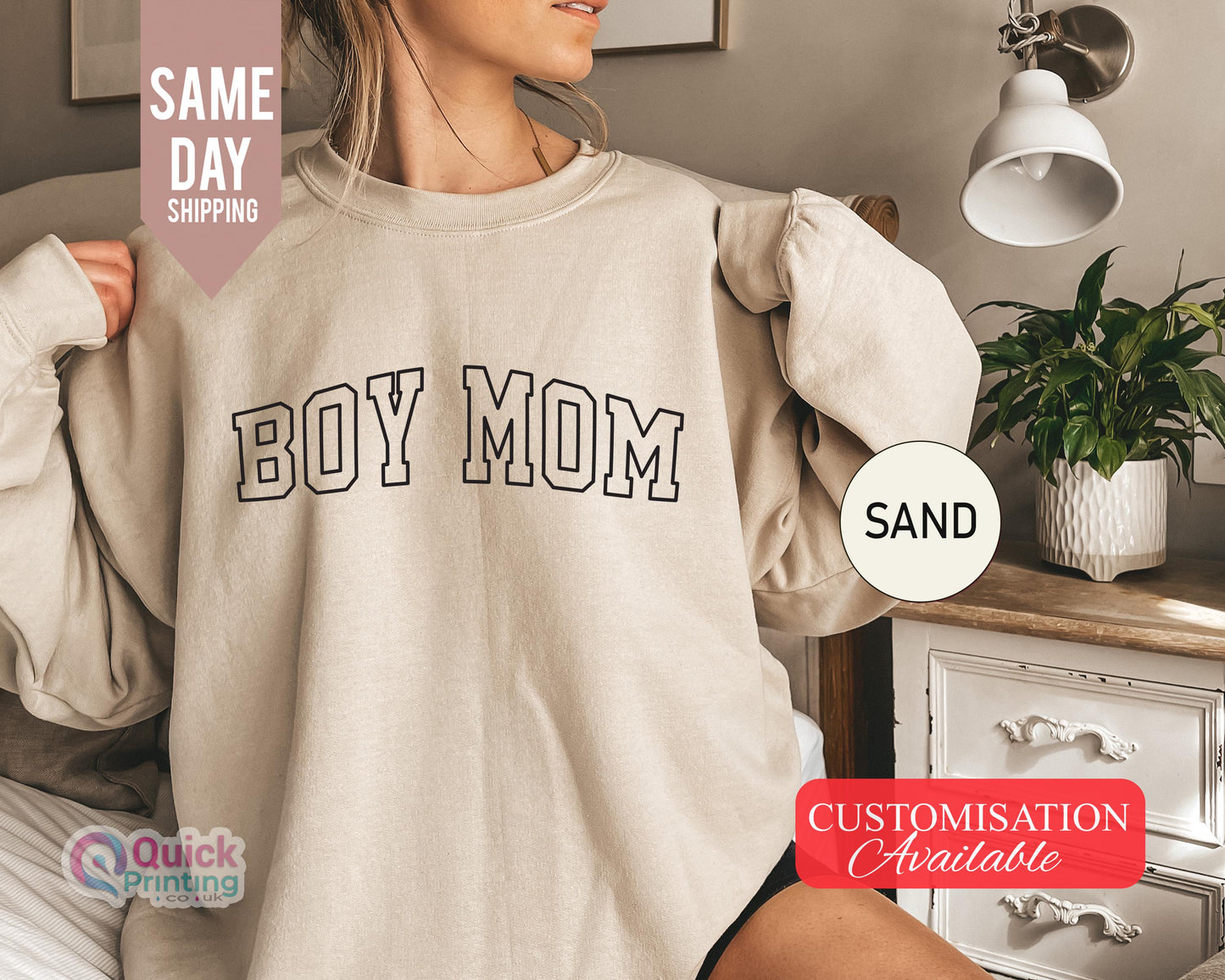 Personalized Boy Mom Sweatshirt: Custom Mama Crewneck