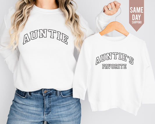 Personalized Auntie Sweatshirt: Aunt & Niece/Nephew Matching Shirts