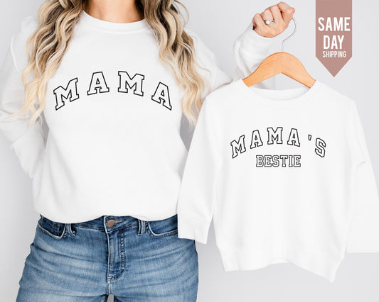 Mama and Mama's Bestie Sweatshirts: Matching Mom Daughter Outfit