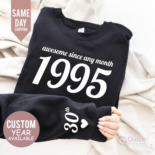 Custom 30th Birthday Sweatshirt: 1995 Year Number Sweater