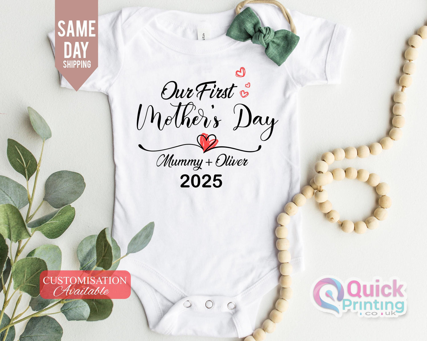Personalized First Mother's Day Baby Vest: Matching Mommy Shirt