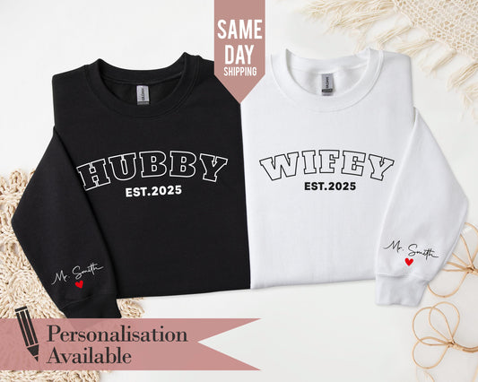 Personalized Wifey Sweatshirt, Mr and Mrs Sweatshirt, Wedding Gift, New Wife Sweatshirt, Unique Bridal Shower Gift, Honeymoon Present Jumper