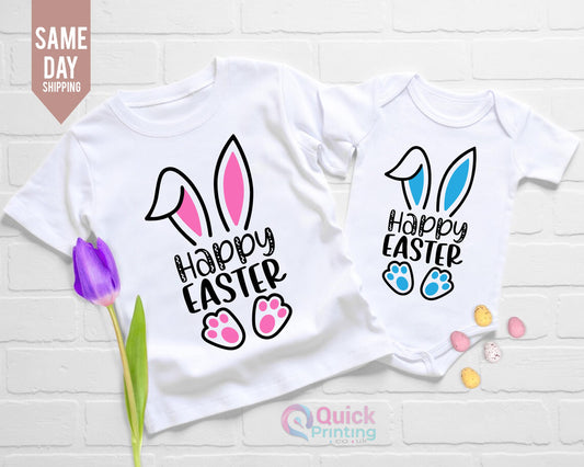 Happy Easter Bunny T-shirt: Kids Cotton Easter Top