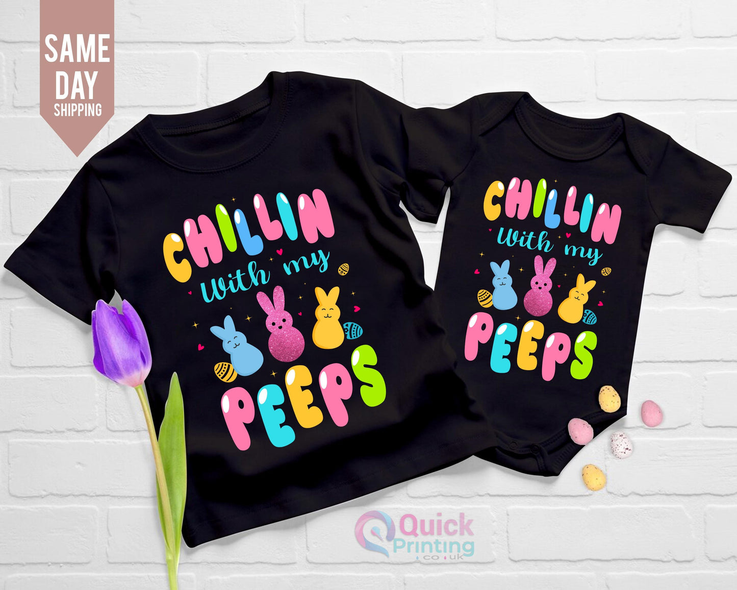 Chilling With My Peeps Shirt: Easter Family Matching Tee