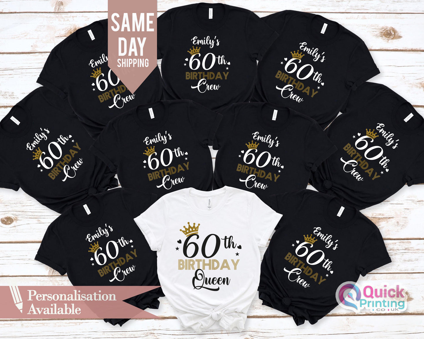 Personalized 60th Birthday Squad T-Shirt: Birthday Queen Shirt