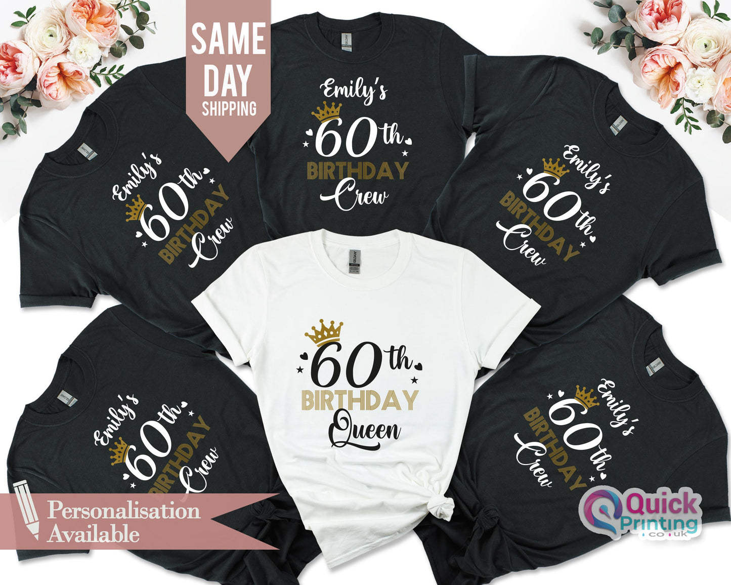 Personalized 60th Birthday Squad T-Shirt: Birthday Queen Shirt