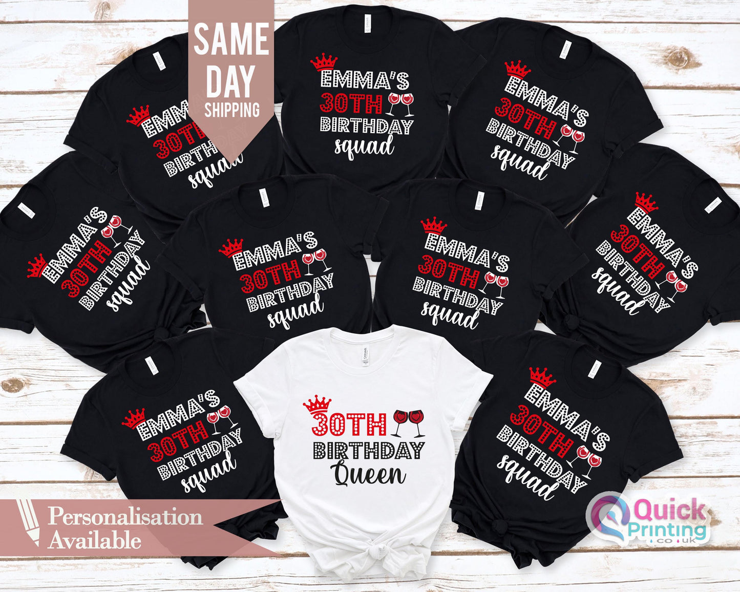 Personalized 30th Birthday Queen/Squad T-Shirts