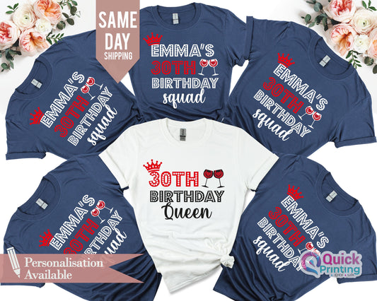 Personalized 30th Birthday Queen Shirt: Soft Cotton Party Tee