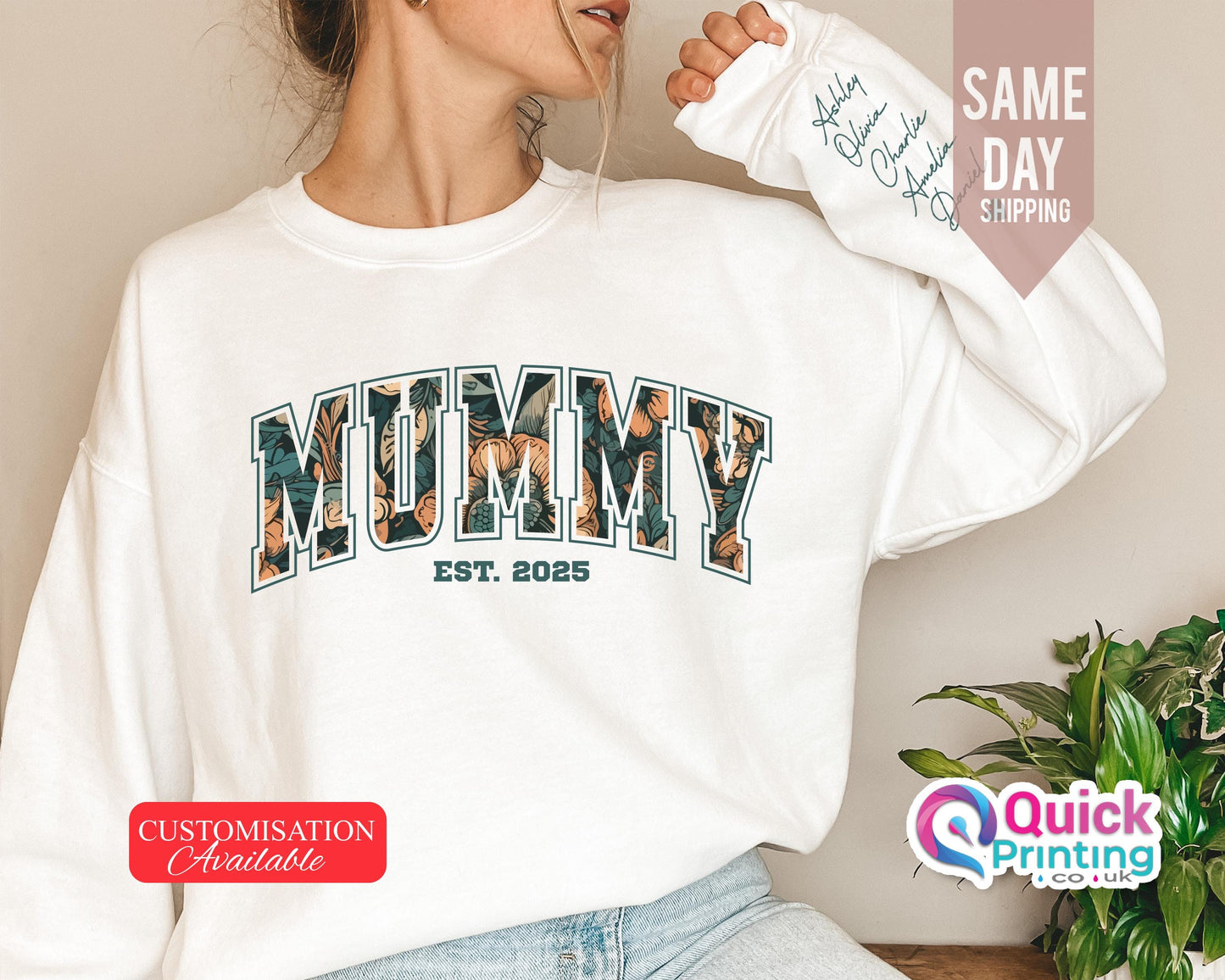 Custom Mummy Sweatshirt: Personalized Floral Mama Jumper
