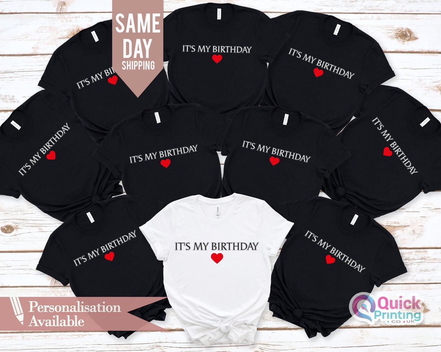 Personalized Birthday Crew T-Shirts: "It's My Birthday" Cotton Tee