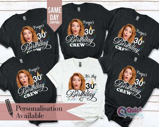 30th Birthday Photo T-Shirts: Custom Face Matching Party Shirts