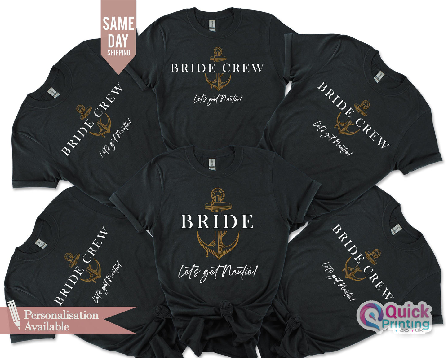 Lets Get Nauti Bachelorette T-Shirt: Bride & Team Bride Sea Party