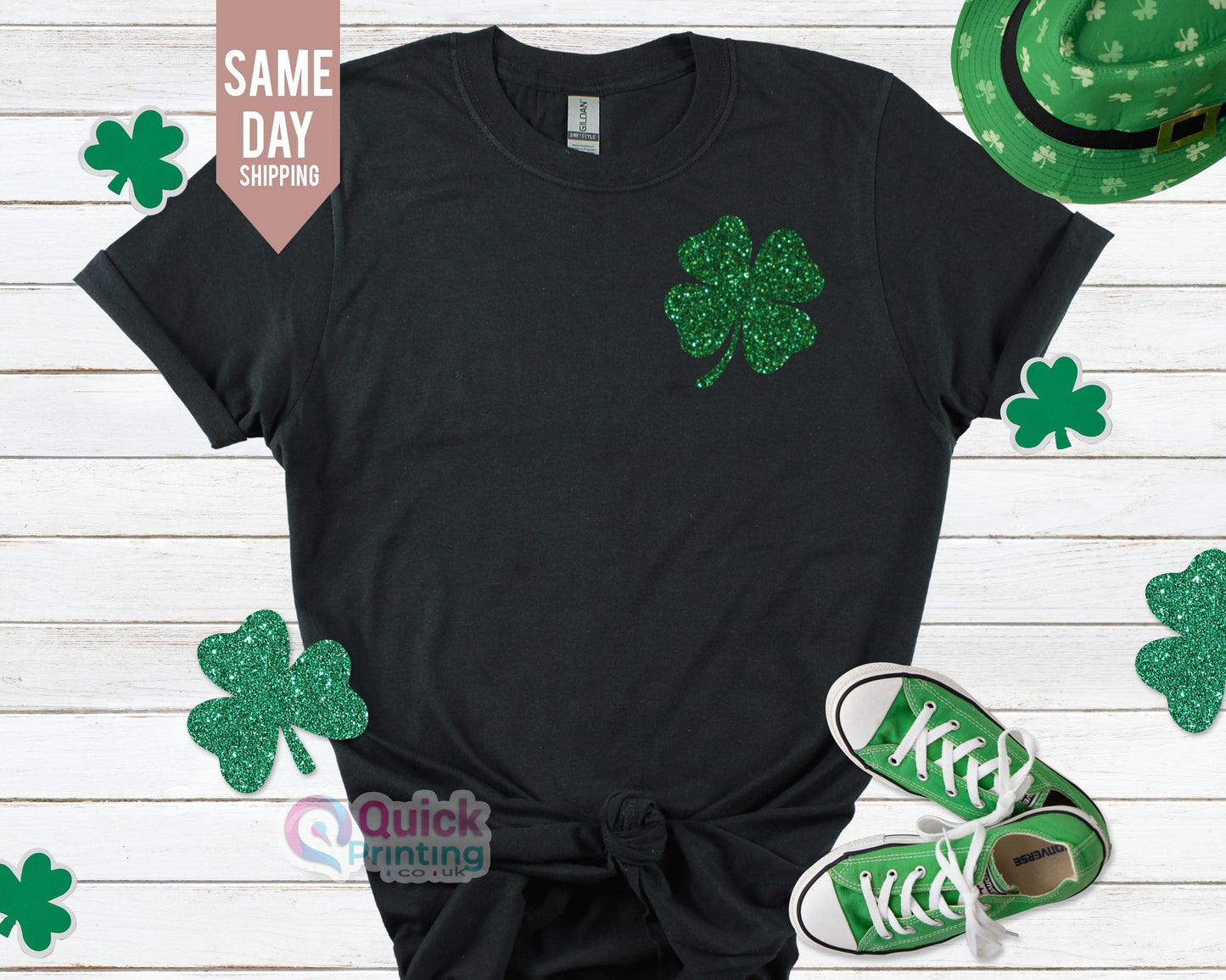Shamrock Glitter T-Shirt: St. Patrick's Day Irish Tee
