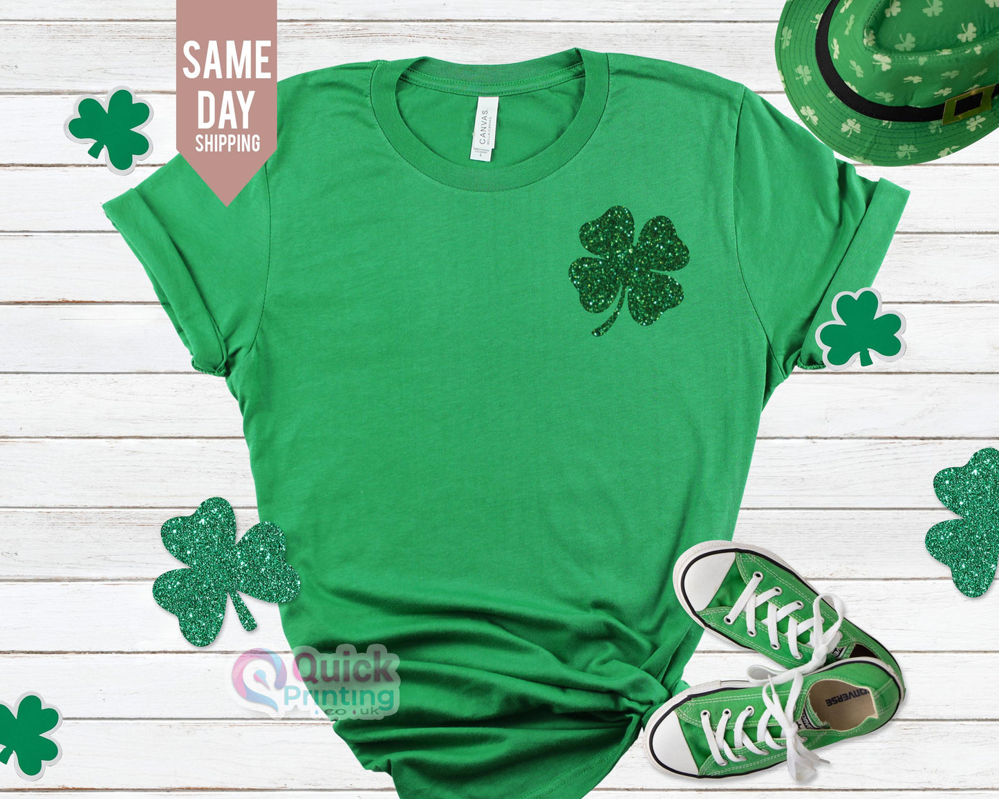 Glitter Shamrock St Patrick's Day Shirt: Irish Tee