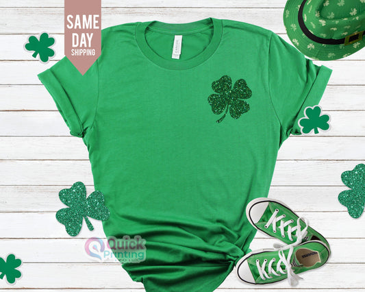 Glitter Shamrock St Patrick's Day Shirt: Irish Tee