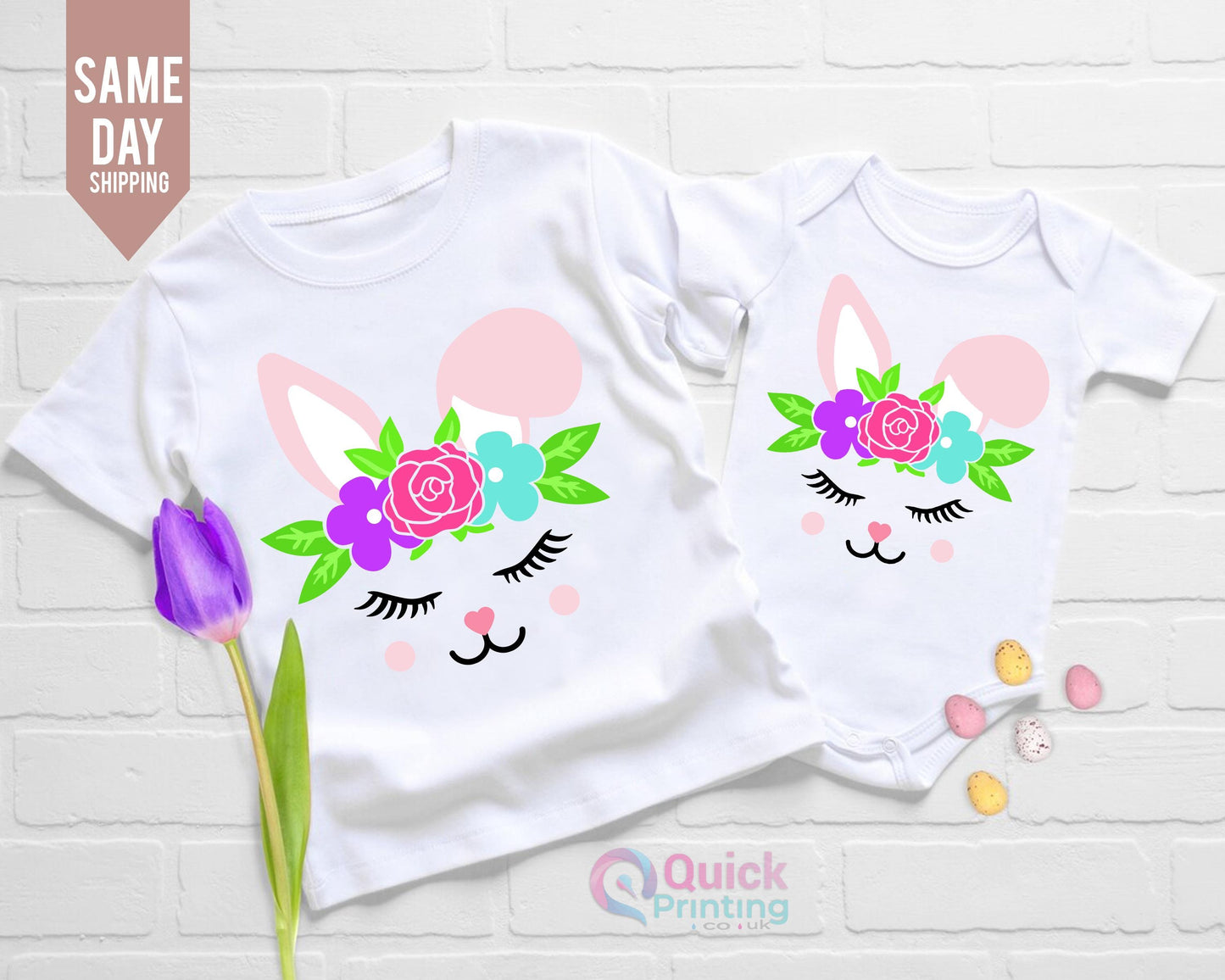 Girls Easter Bunny Shirt: Floral Coquette Tee, Toddler Outfit