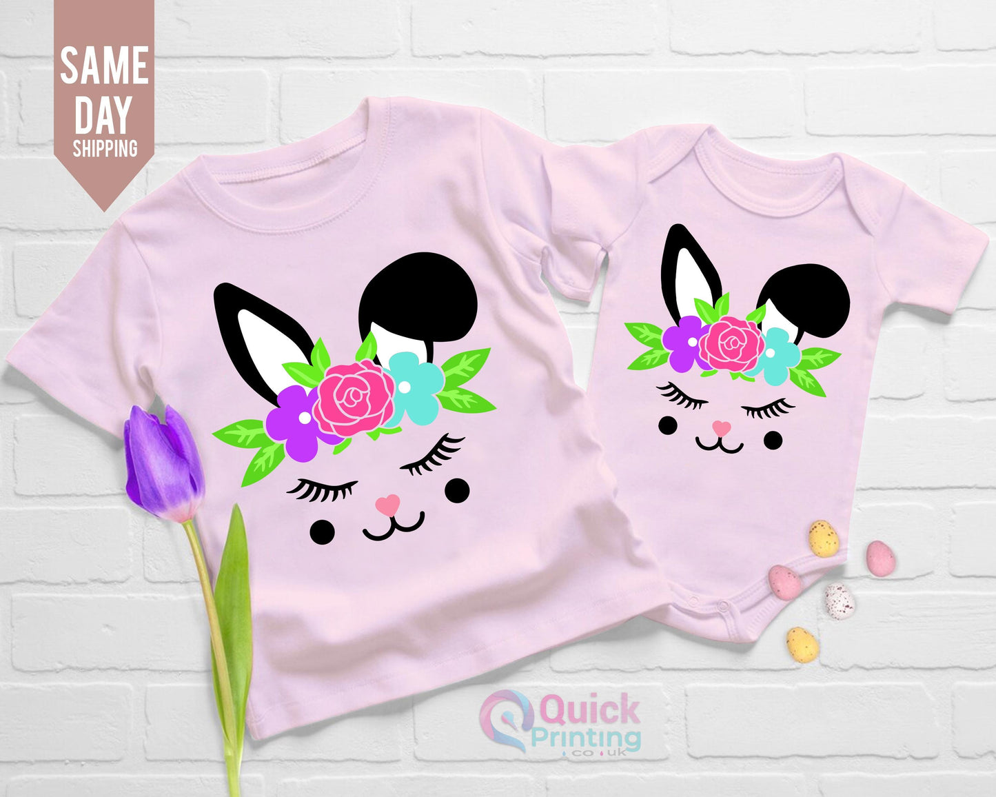 Girls Easter Bunny Shirt: Floral Coquette Tee, Toddler Outfit