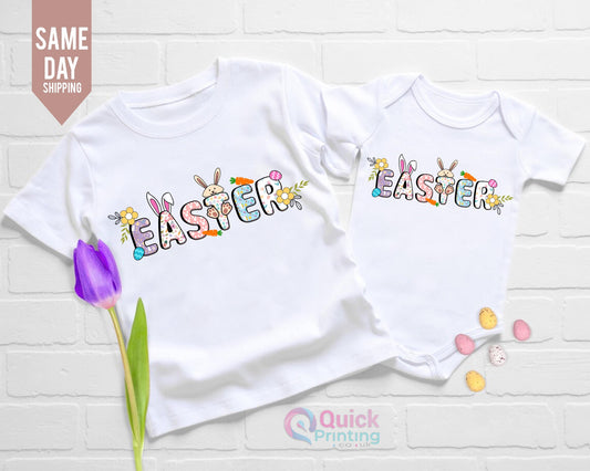 Personalized Easter T-Shirt: Bunny & Eggs, Cotton Tee