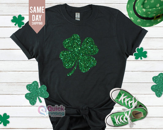 Real Glitter Shamrock T-Shirt: Women's St Patricks Day Irish Tee