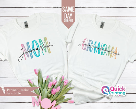 Personalized Grandma Shirt: Custom Grandkids Names, Mom T-Shirt