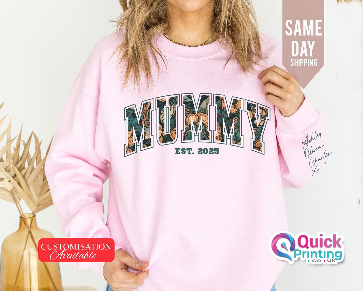 Custom Mummy Sweatshirt: Personalized Floral Mama Jumper