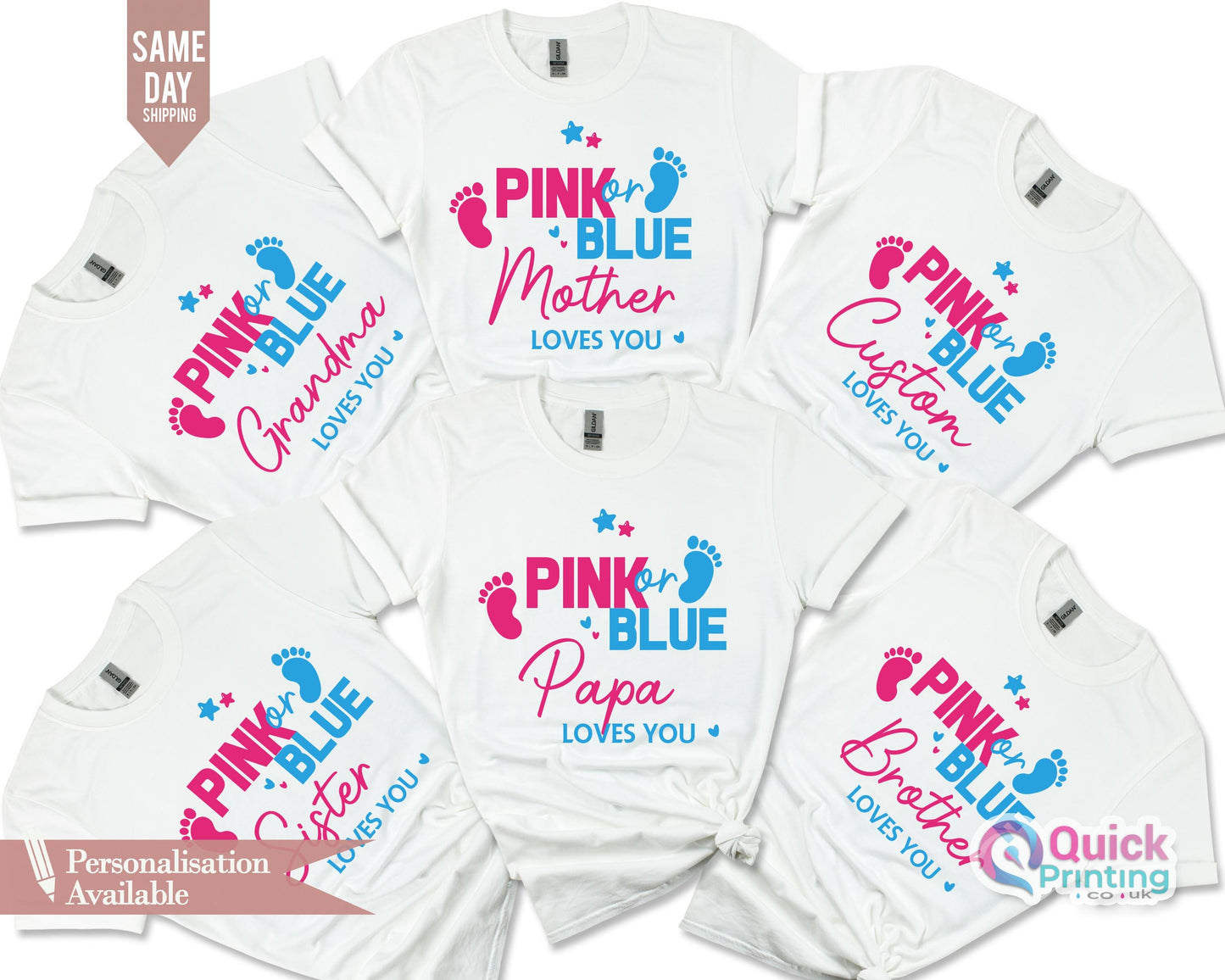 Custom Gender Reveal Shirt: Team Pink or Blue Tee