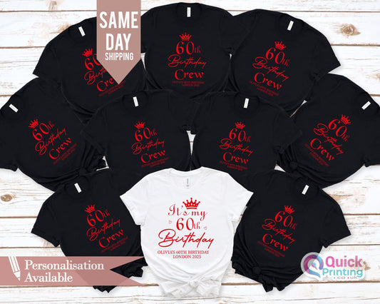 Personalized 60th Birthday Crew T-Shirts