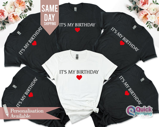 Personalized Birthday Crew T-Shirts: "It's My Birthday" Cotton Tee
