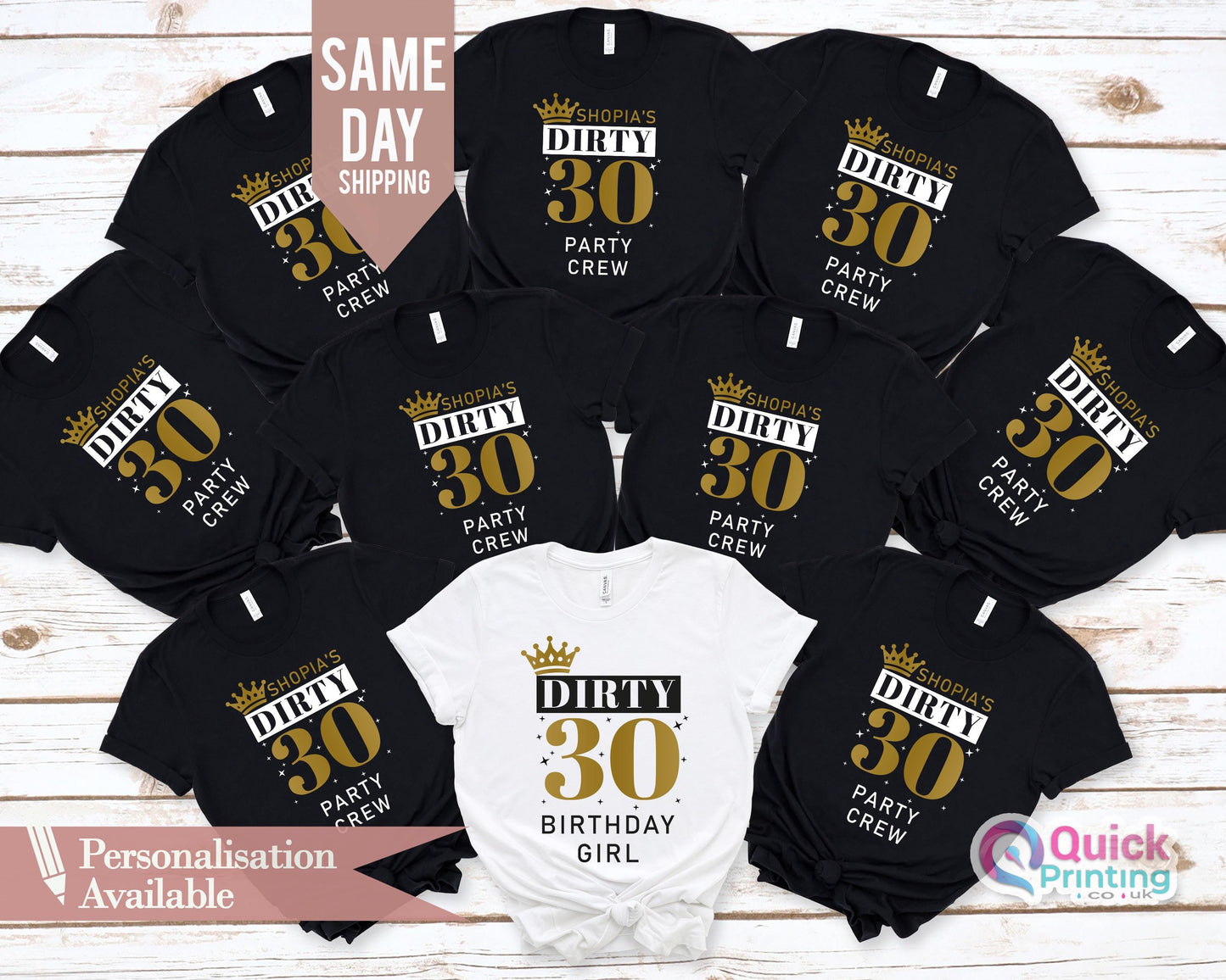 Custom Dirty 30 T-Shirt: Birthday Party Crew Tee