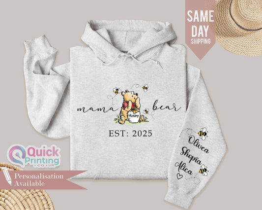 Mama Bear Hoodies, Custom Mothers Day Shirt with Names, Custom Mama Bear Sweatshirt, New Mom Gift, Hoodies gift for Mum, Mama to Be Hoodies