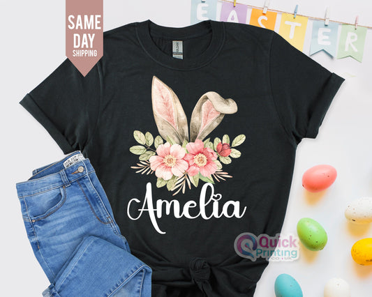 Personalized Easter Bunny Ears T-Shirt: Spring Outfit, Easter Gift