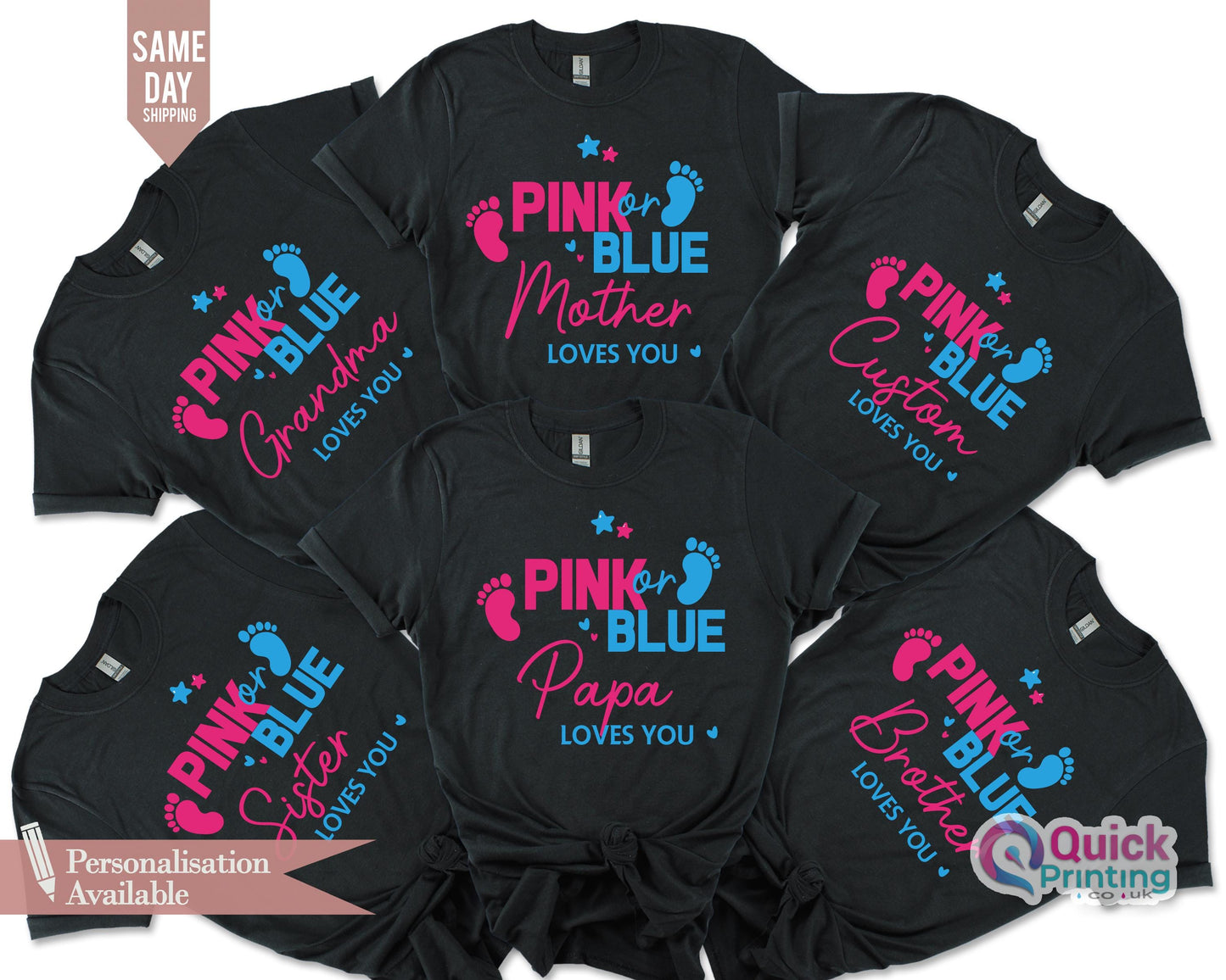 Custom Gender Reveal Shirt: Team Pink or Blue Tee