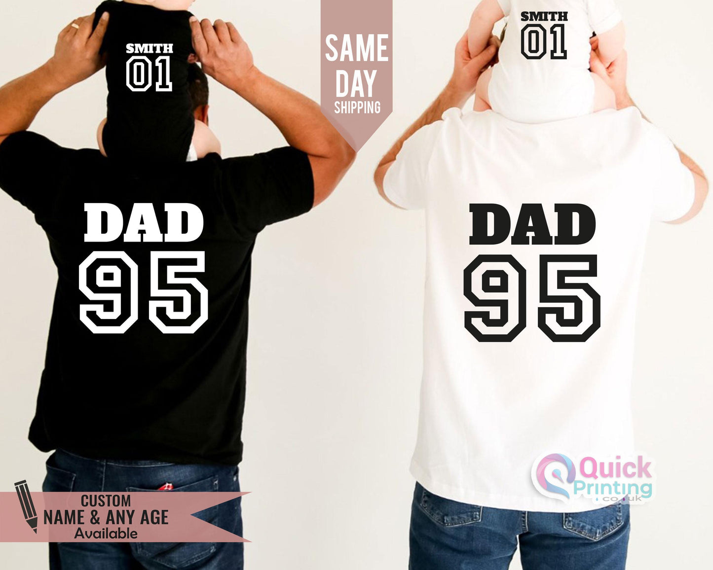 Personalized Father's Day Football T-Shirts: Dad & Son Matching Set