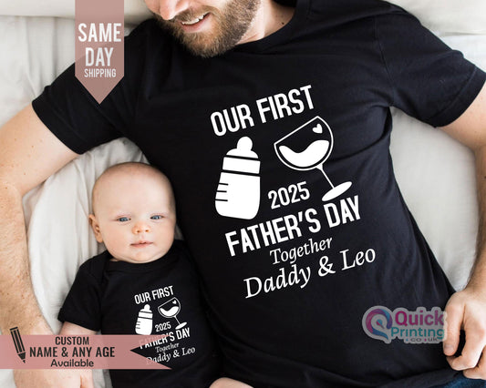 Personalized First Father's Day Matching Shirt Set