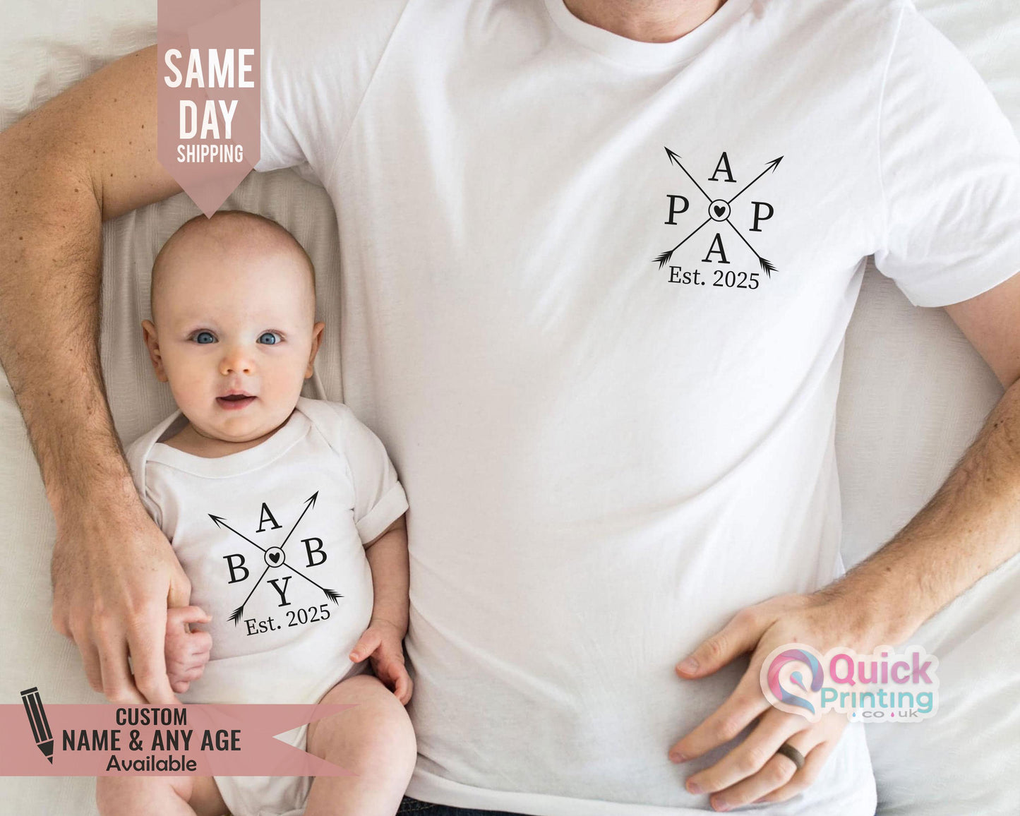 Personalized Dad & Baby Matching T-Shirt Bodysuit Set