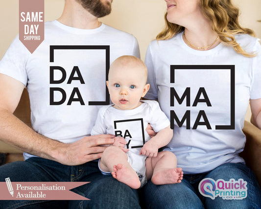 Matching Mama Dada Baby T-Shirts: Custom Family Shirts