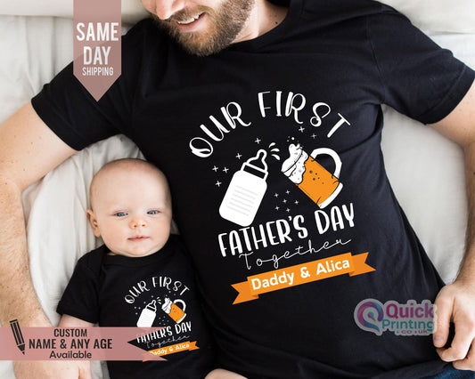 Personalized First Father's Day Matching Shirt & Bodysuit Set