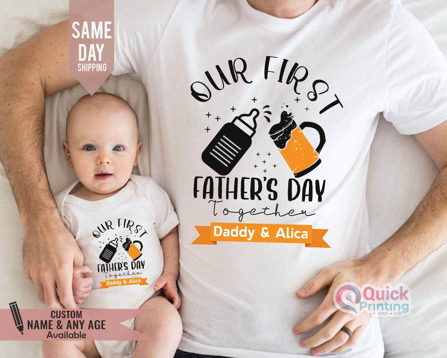 Personalized First Father's Day Matching Shirt & Bodysuit Set