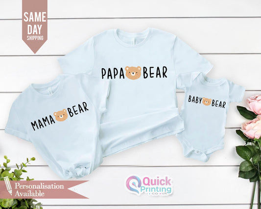 Bear Family Matching Shirt: Papa, Mama, Baby Bear Tees
