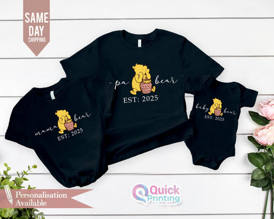 Personalized Bear Family T-Shirt: Matching Mama, Papa, Baby Bear Outfit