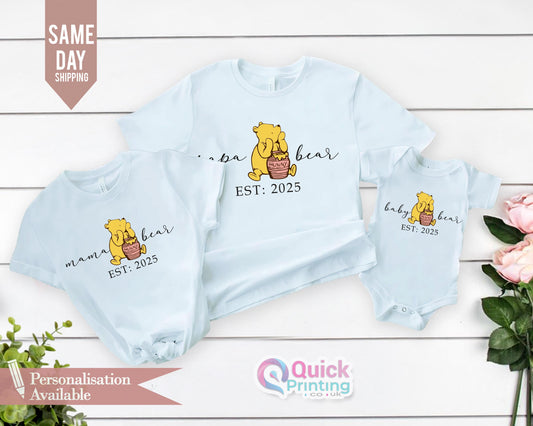 Personalized Bear Family T-Shirt: Matching Papa, Mama, Baby Outfit
