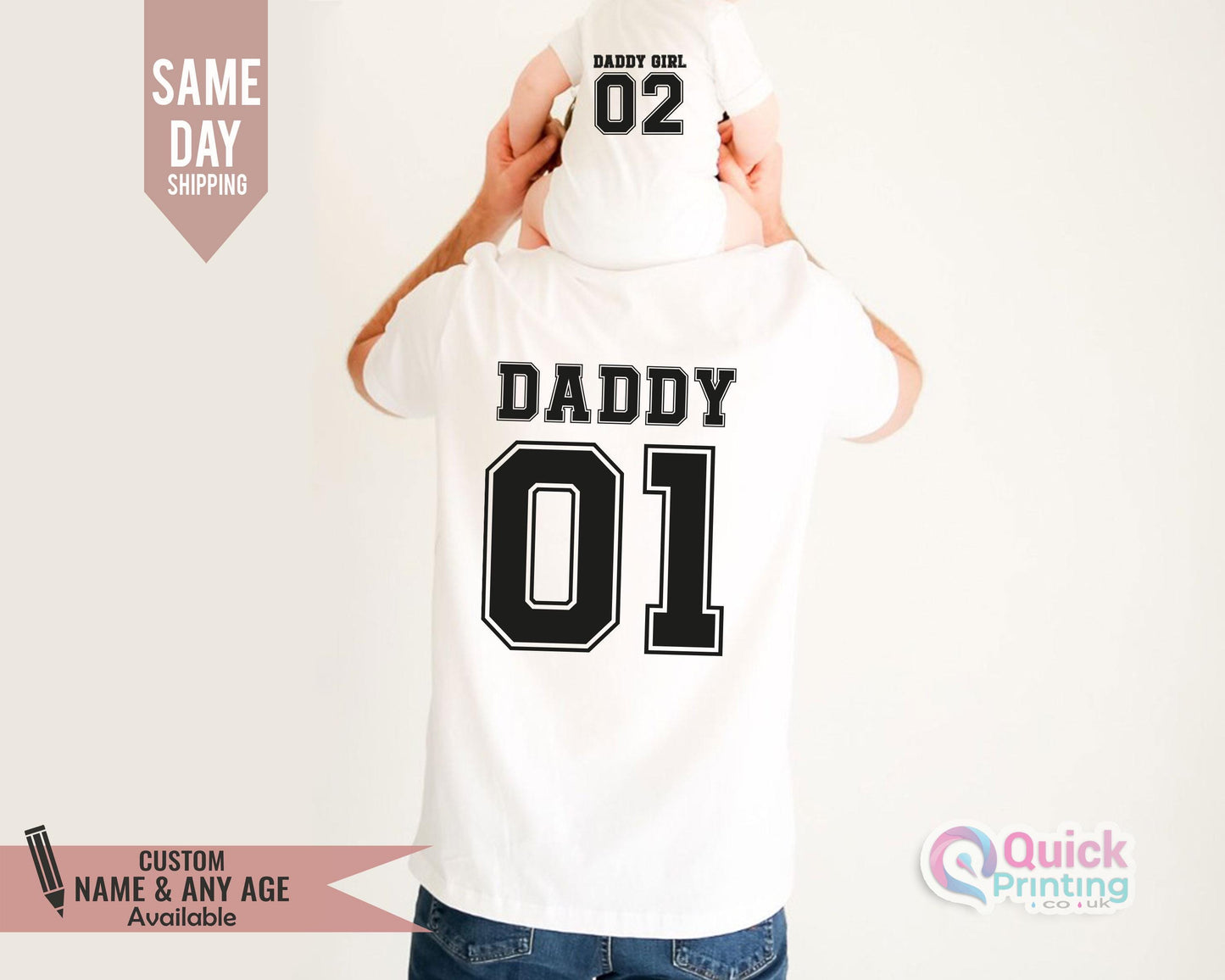 Daddy & Daddy's Girl College Matching T-Shirts, Fathers day T-shirt 2026, Personalised Dad Shirt, Dad and Baby Matching Shirt, Father Girl T