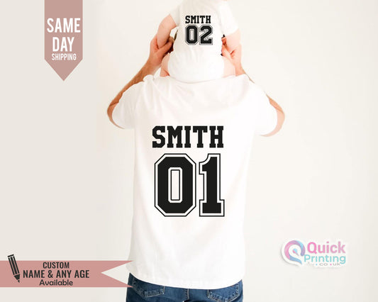 Personalized Father's Day Football T-Shirts: Dad & Son Matching